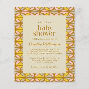 Budget Rosa and Gult Abstrakt Baby Shower Inbjudan