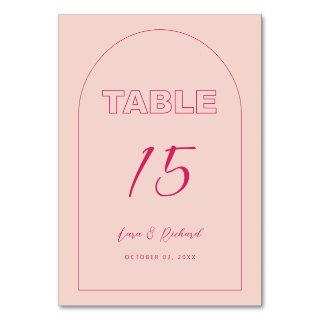 Budget Rosa Arch Modern fet text Bordsnummer (Framsidan)