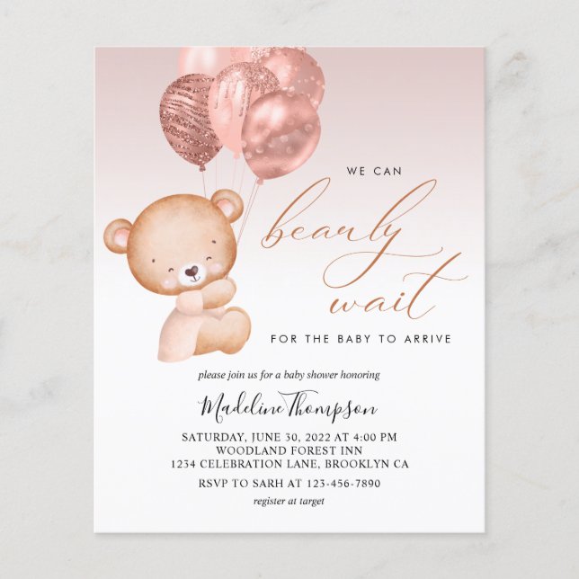 BUDGET Rosa Balloon Vi kan ringa in vänta på babys (Framsida)