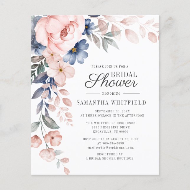 Budget Rosa Blommig Bröllopsfestinladan (Framsida)