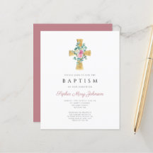 Budget Rosa Blommiga Peonies Kors Dop Inbjudan