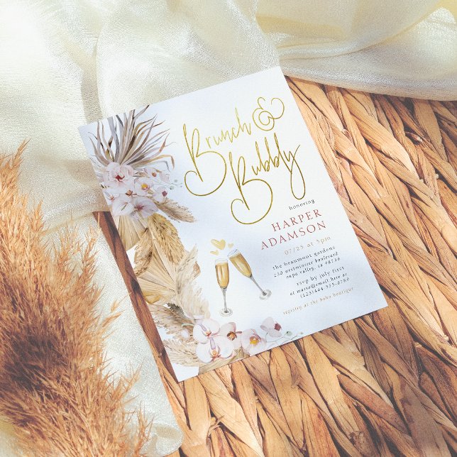 Budget Rosa Blommigt Boho Pampas Grass Brunch BubL (Skapare uppladdad)