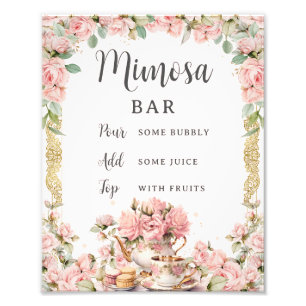Budget Rosa Blommigt High Tea Möhippa Mimosa Fototryck