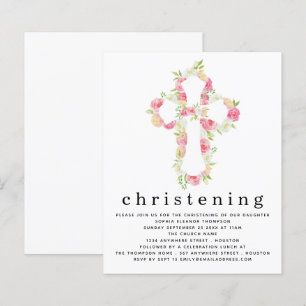 Budget Rosa Blommigt Kor Christening-inbjudan