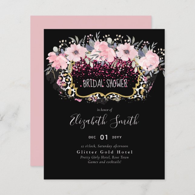 Budget Rosa Blommigt Modern Girly Möhippa (Fram/baksida)