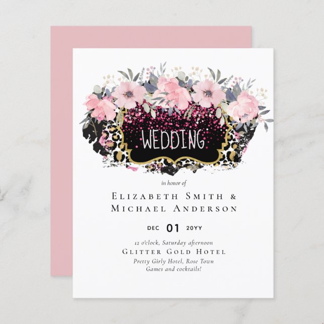 Budget Rosa Blommigt Modern Girly Möhippa (Fram/baksida)