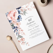 Budget Rosa Blommigt Script 60:e födelsedagsinbjud
