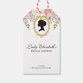 Budget rosa blommor Bridgerton bröllopsdusch Presentetikett