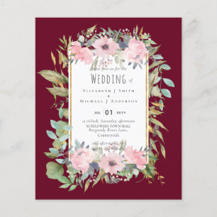 BUDGET Rosa Blush Floral Salvia Grönska Bröllop Flygblad