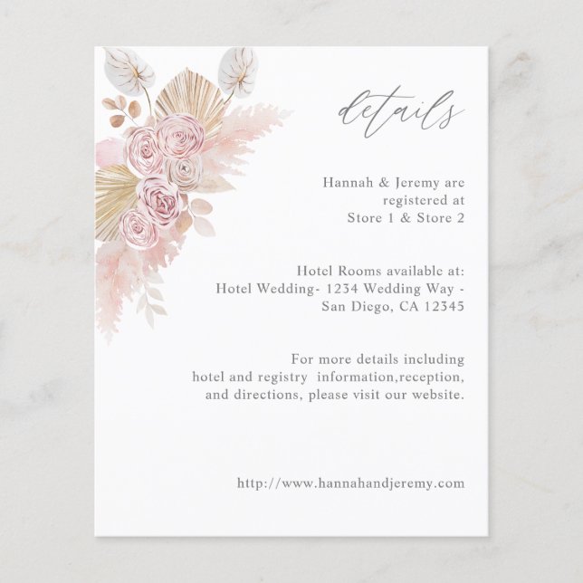 Budget Rosa Boho Blommiga Detaljer  Flygblad (Framsidan)