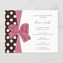 Budget Rosa Bow Girl Baby Shower-inbjudningar