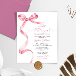 Budget Rosa Bow Sweet Girl Baby Shower-inbjudan