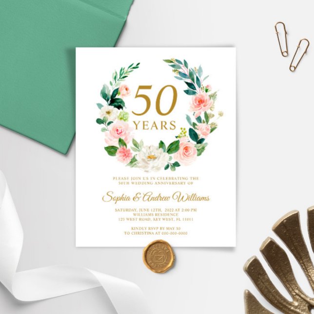 Budget  Rosa Bröllop-årsinbjudan (Skapare uppladdad)