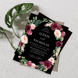 Budget Rosa & Burgundy Blommigt 7 Bröllop - svart