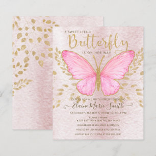 Budget Rosa Butterfly Baby Shower-inbjudan för Gul
