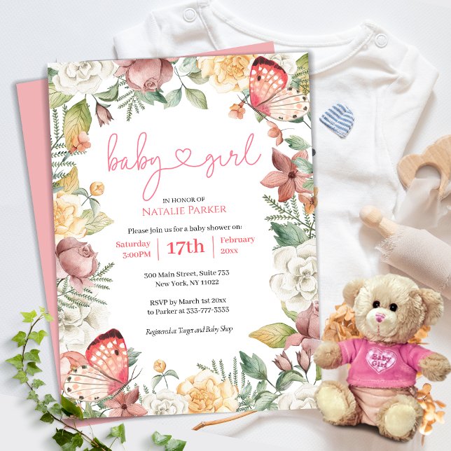 Budget Rosa Butterfly Blommigt Girl Baby Shower (Skapare uppladdad)