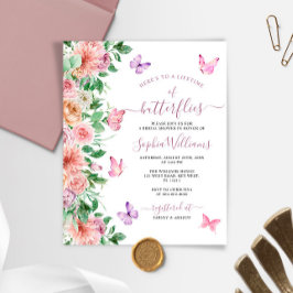 Budget Rosa Butterfly Inbjudningskort för möhippan