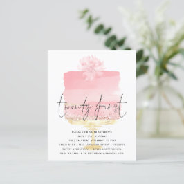 Budget Rosa Cake Script 21:a födelsedagsinbjudan