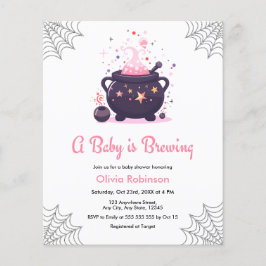 Budget Rosa Cauldron Halloween Baby Shower Inbjuda Flygblad