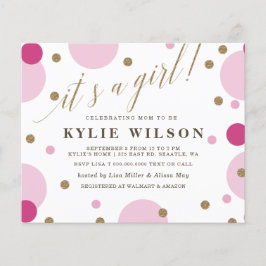 Budget Rosa Confetti Girl Baby Shower-inbjudan