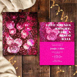Budget Rosa Disco Boll Bröllopsinbjudan Flygblad
