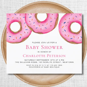 Budget Rosa Donuts Girl Girl's Baby Shower-inbjuda
