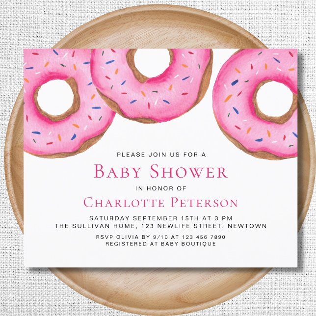 Budget Rosa Donuts Girl Girl's Baby Shower-inbjuda (Skapare uppladdad)