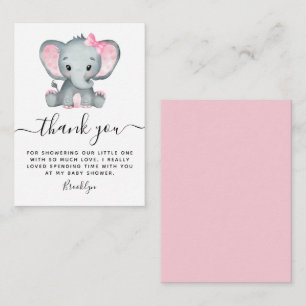 BUDGET Rosa Elephant Baby Shower Tack Anteckningskort