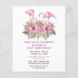 Budget Rosa Flamingo Födelsedagsfest inbjudan