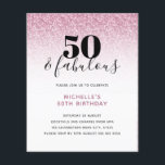 Budget Rosa Glitter 50 & Fabulous Birthday Inbjuda<br><div class="desc">Kan anpassas helt efter dina behov i kostym. © Gorjo Designs. Gade åt dig via Zazzle-plattformen. // Tittar för matchande artiklar? Annat papper från den uppsättning som finns tillgänglig i avsnittet "samlingar" i min butik. // Behöver du hjälp med att anpassa din design? Har andra idéer? Kontakta mig gärna (Zoe)...</div>