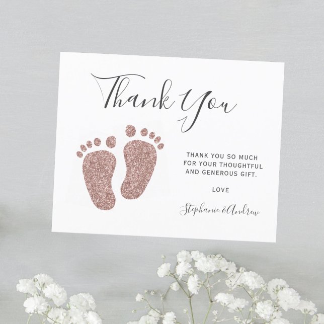 Budget Rosa Glitter Feet Baby Shower Tack (Skapare uppladdad)