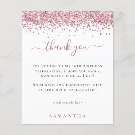 Budget Rosa Glitter Foto Sweet 16 Tackkort
