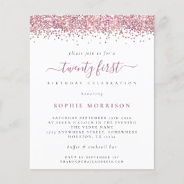 Budget Rosa Glitter Invitation Till 21-årsfest