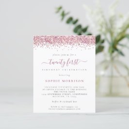 Budget Rosa Glitter Invitation Till 21-årsfest