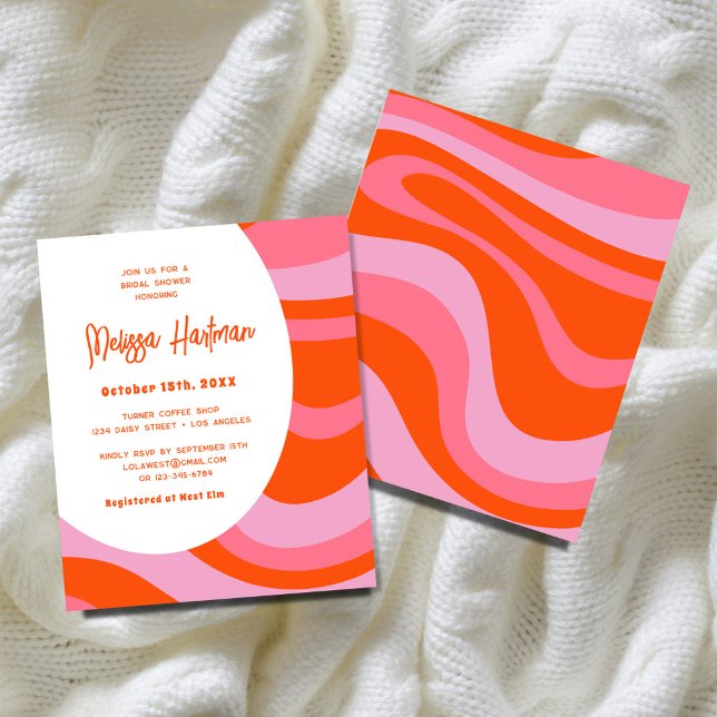 Budget Rosa Groovy Bröllopsfest Inbjudan (Skapare uppladdad)