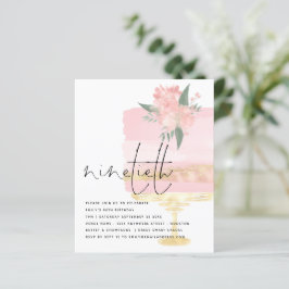 Budget Rosa Guld Birgday Cake 90:e Party Inbjudan