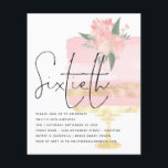 Budget Rosa Guld Birthday Cake 60:e Party Inbjudan Flygblad<br><div class="desc">Ett PAPPERT alternativ (inte kort) med underbart värde utan ENVELOPES på mindre storlek 4, 5 x 5, 6 tum och på budgetpris. (A6-standardkuvert är närmast storleka att passa). Rubriken 60 finns i en handskriven stil med detaljerna under justeringen till lämnat och delvis överlagrad på en inklistrad rosa- och guld-glam-födelsedagskalas till...</div>