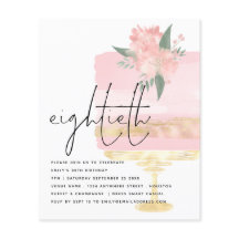 Budget Rosa Guld Birthday Cake 80:e Party Inbjudan