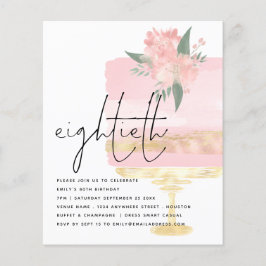 Budget Rosa Guld Birthday Cake 80:e Party Inbjudan