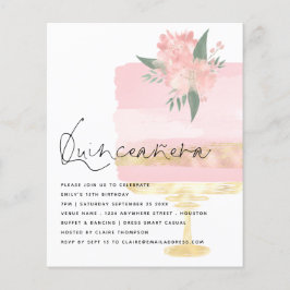 Budget Rosa Guld Birthday Cake Quinceanera Inbjuda