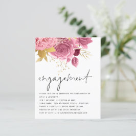 Budget Rosa Guld Blommig Förlovningsfest Inbjudan