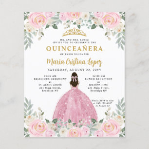 Budget Rosa Guld Blommigt Princess Quinceañera