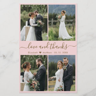 Budget Rosa Guld Collage Bröllop Tack Flyer