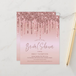 Budget Rosa Guld Glitter Bröllopsfest Inbjudan