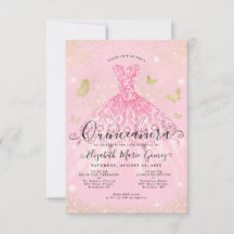 Budget  Rosa Guld Glitter Gown Quinceanera