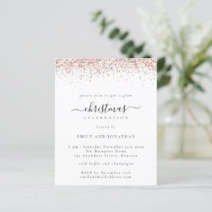 Budget Rosa Guld Glitter Julfest Inbjudan
