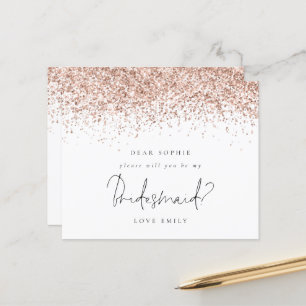 Budget Rosa Guld Glitter Skript Brudtärna Begäran
