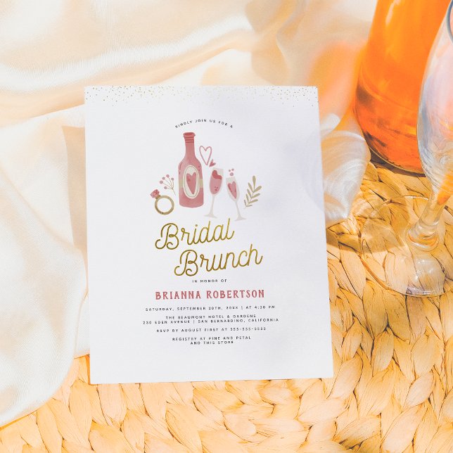 Budget Rosa & Guld Modern Bröllopsbrunch & Bubbly (Skapare uppladdad)