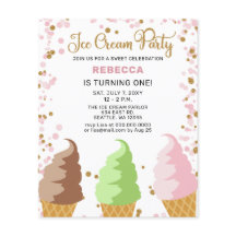 Budget Rosa Ice kräm party Birthday-inbjudan