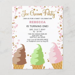 Budget Rosa Ice kräm party Birthday-inbjudan